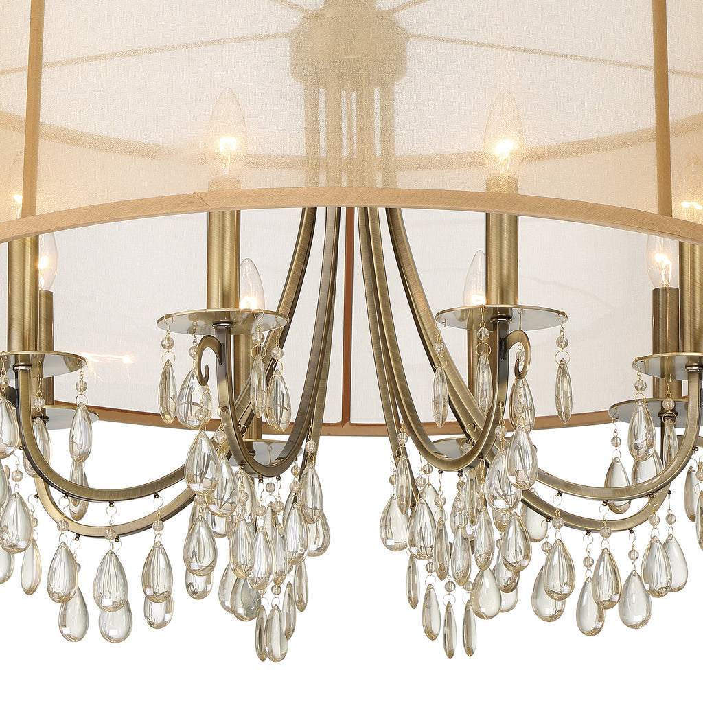 Crystorama Crystorama Hampton 8 Light Drum Shade Antique Brass Chandelier