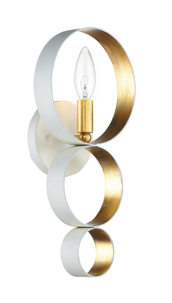 Luna 1 Light Matte White + Antique Gold Sphere Sconce Crystorama