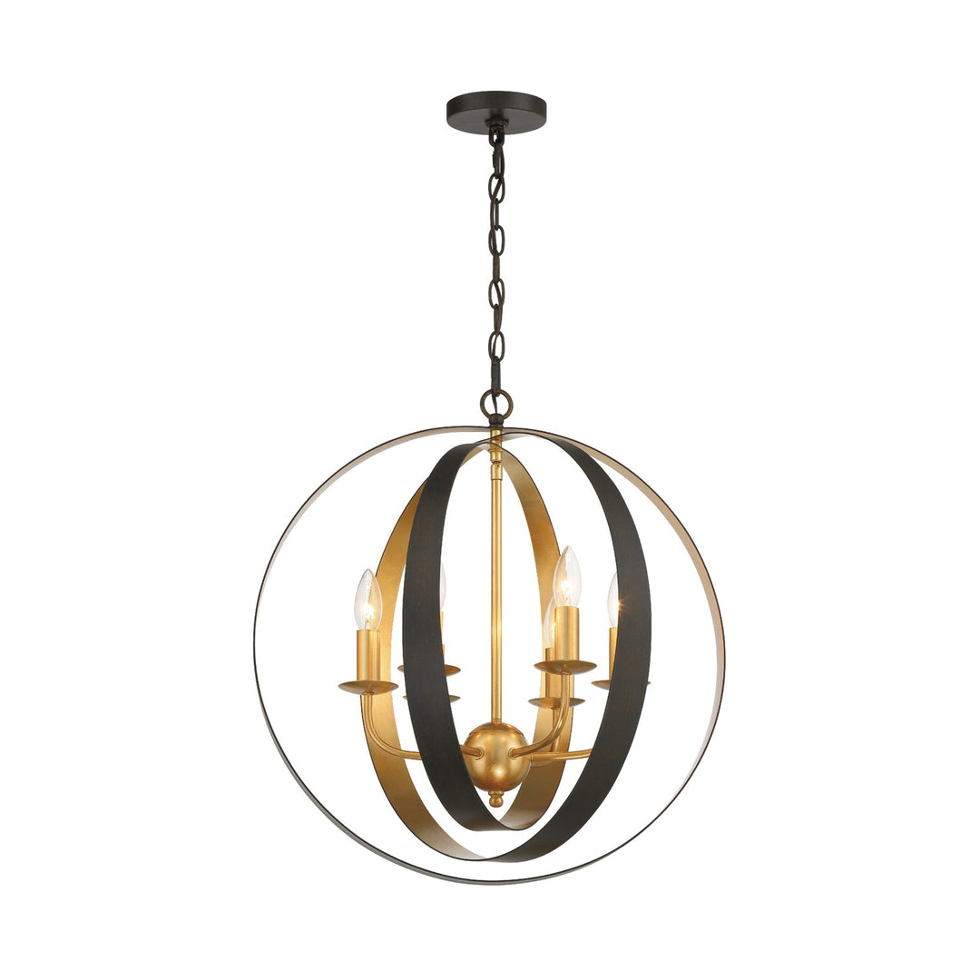 Crystorama Crystorama Luna 6 Light English Bronze + Antique Gold Sphere Large Chandelier