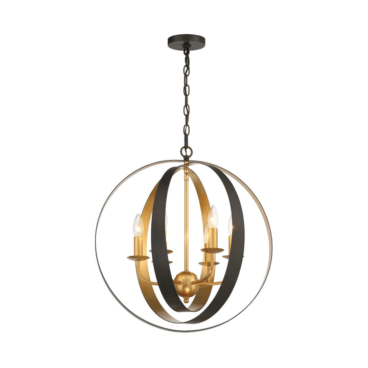 Crystorama Crystorama Luna 6 Light English Bronze + Antique Gold Sphere Large Chandelier