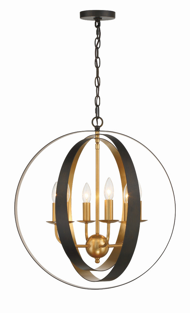 Crystorama Crystorama Luna 6 Light English Bronze + Antique Gold Sphere Large Chandelier