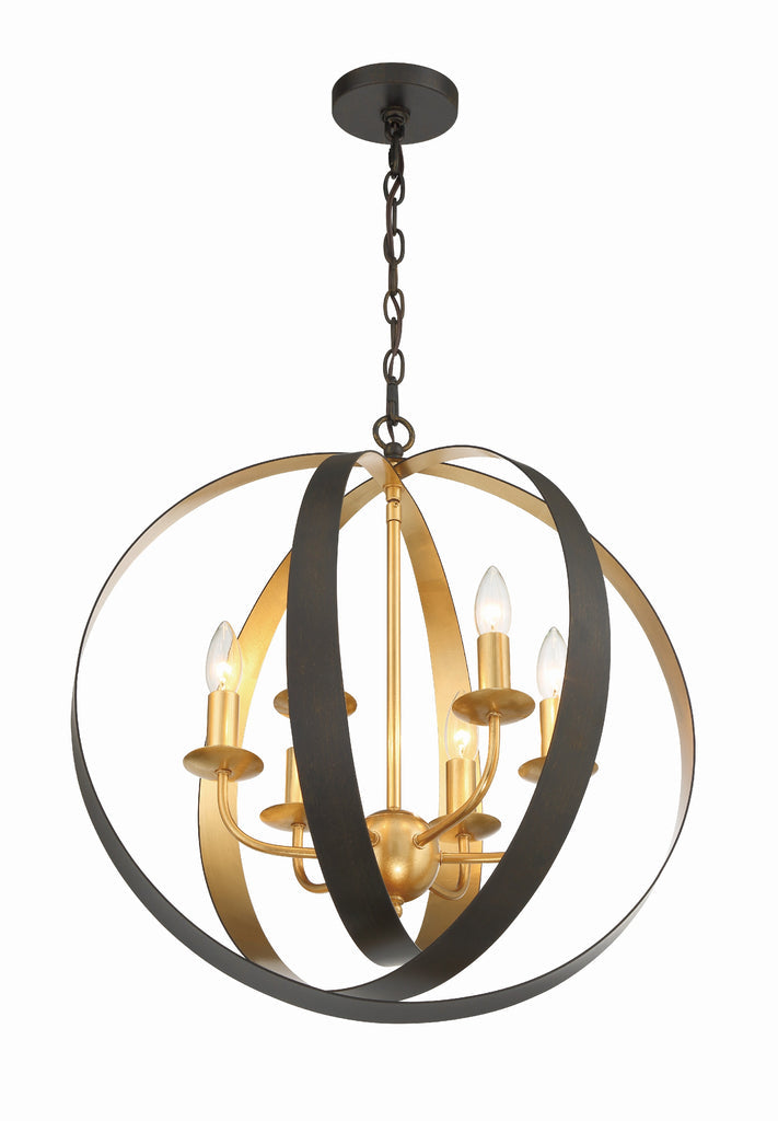 Crystorama Crystorama Luna 6 Light English Bronze + Antique Gold Sphere Large Chandelier
