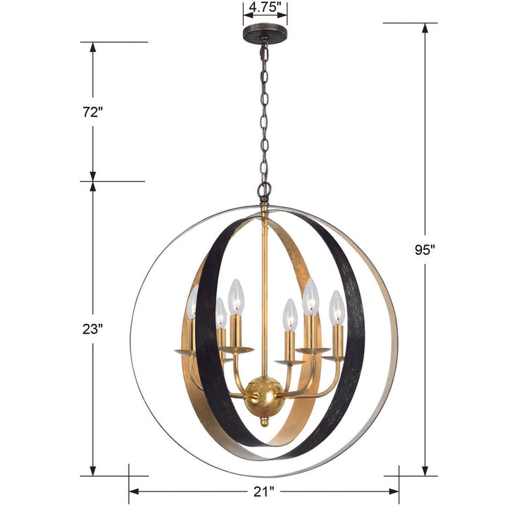 Crystorama Crystorama Luna 6 Light English Bronze + Antique Gold Sphere Large Chandelier