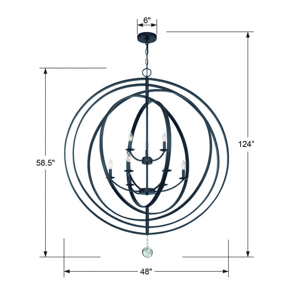 Crystorama Crystorama Luna 9 Light Matte Black Chandelier