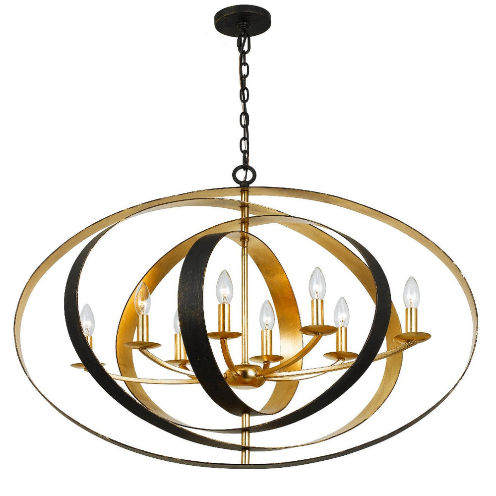 Crystorama Crystorama Luna 8 Light English Bronze + Antique Gold Oval Chandelier