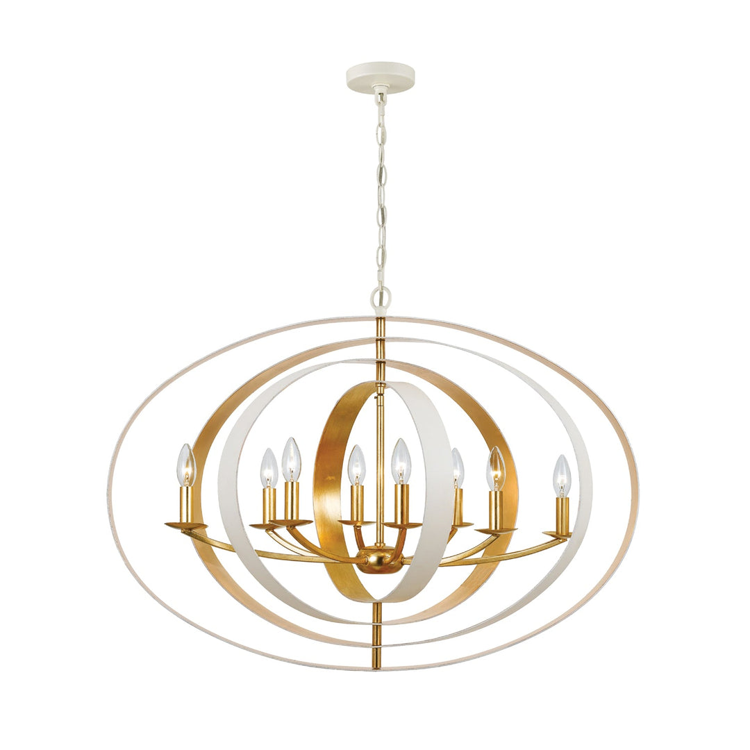 Crystorama Crystorama Luna 8 Light Matte White + Antique Gold Chandelier