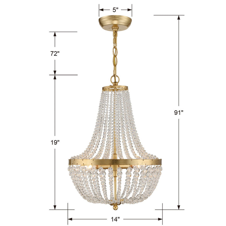 Crystorama Crystorama Rylee 3 Light Antique Gold Mini Chandelier