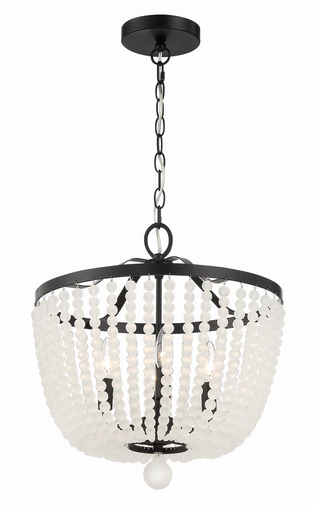 Crystorama Crystorama Rylee 4 Light Matte Black Frosted Beads Mini Chandelier