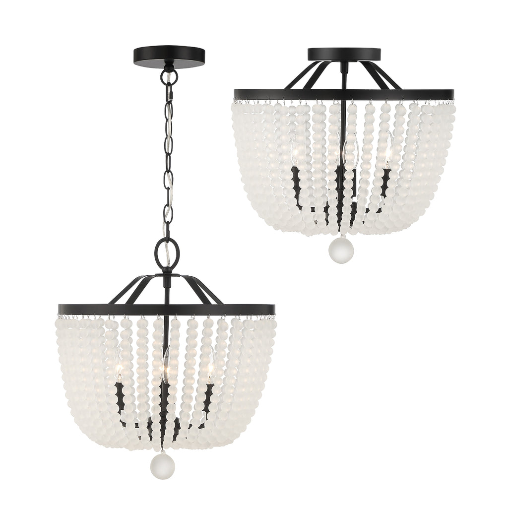 Crystorama Crystorama Rylee 4 Light Matte Black Frosted Beads Mini Chandelier