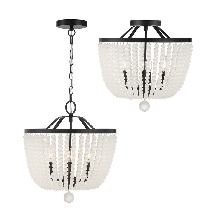 Crystorama Crystorama Rylee 4 Light Matte Black Frosted Beads Mini Chandelier