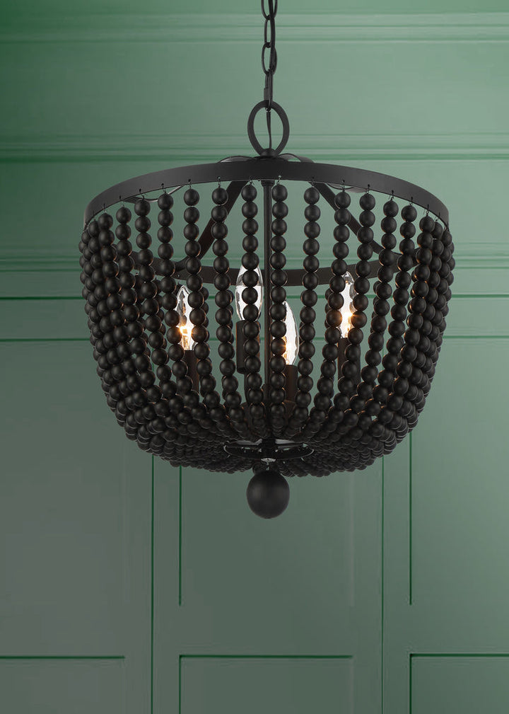 Crystorama Crystorama Rylee 4 Light Matte Black Mini Chandelier
