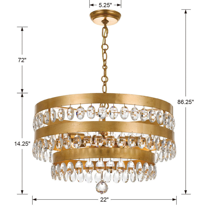 Crystorama Crystorama Perla 5 Light Antique Gold Chandelier