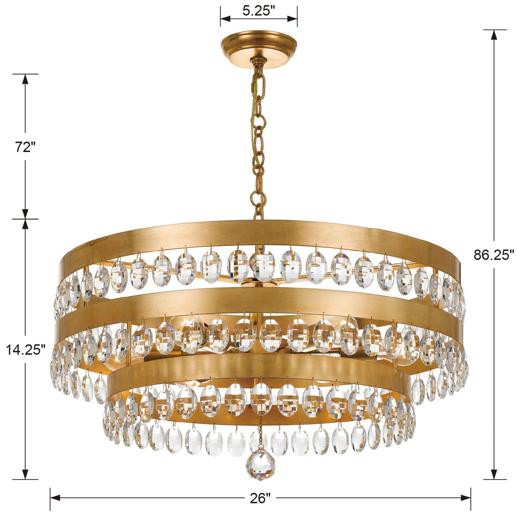 Crystorama Crystorama Perla 6 Light Antique Gold Chandelier