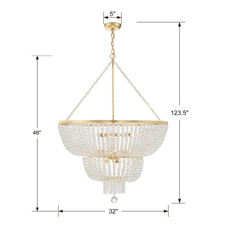 Crystorama Crystorama Rylee 12 Light Antique Gold Chandelier