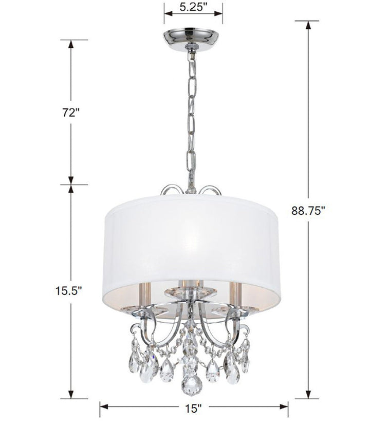 Crystorama Crystorama Othello 3 Light Clear Crystal Polished Chrome Mini Chandelier