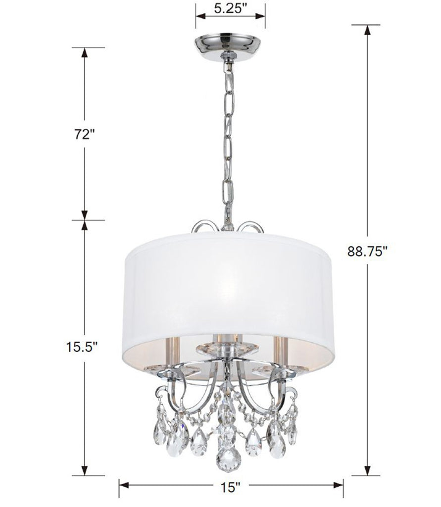 Crystorama Crystorama Othello 3 Light Swarovski Strass Crystal Polished Chrome Mini Chandelier