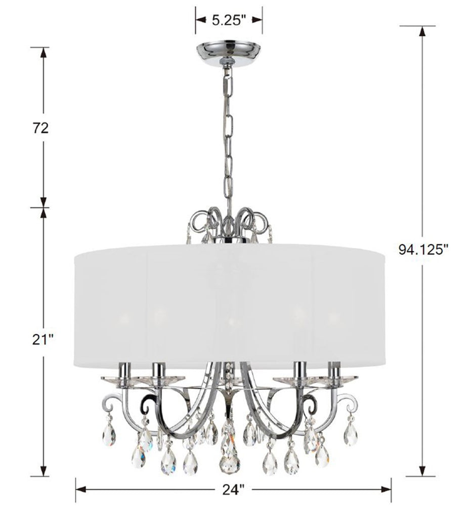 Crystorama Crystorama Othello 5 Light Swarovski Strass Crystal Polished Chrome Chandelier