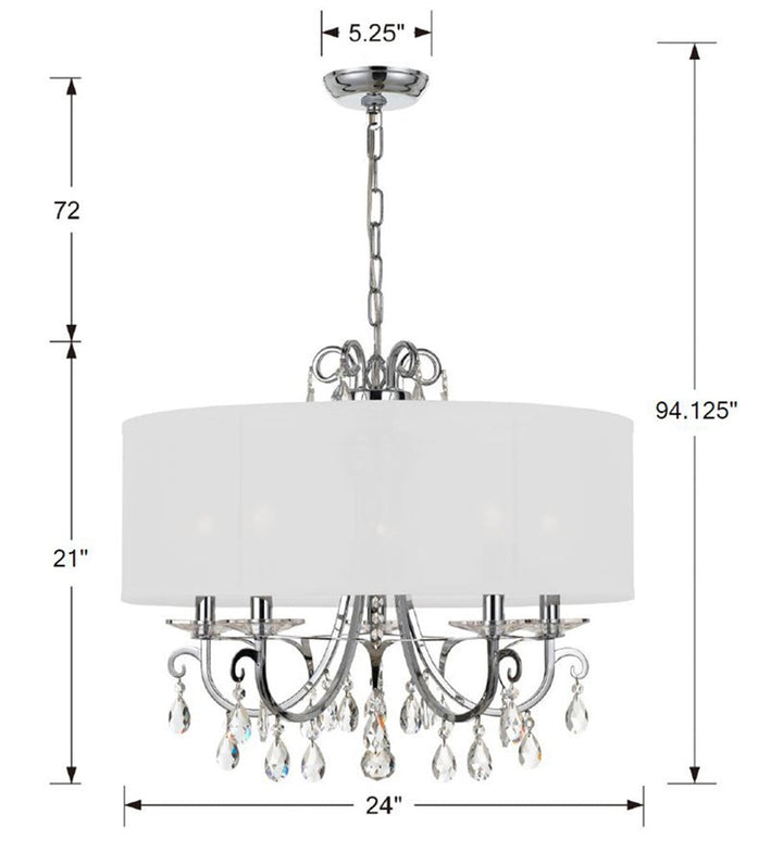 Crystorama Crystorama Othello 5 Light Swarovski Strass Crystal Polished Chrome Chandelier