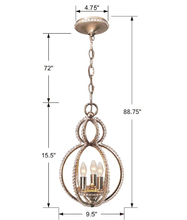 Crystorama Crystorama Garland 3 Light Crystal Bead Distressed Twilight Mini Chandelier