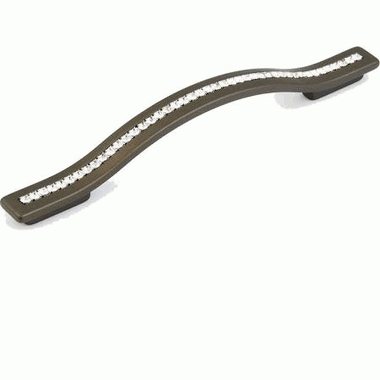 7 1/2 Inch (5 Inch c-c) Skyevale Cabinet Pull with Crystals (Milano Bronze Finish) SCHAUB