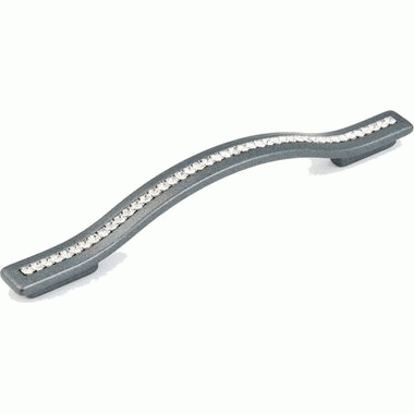 7 1/2 Inch (5 Inch c-c) Skyevale Cabinet Pull with Crystals (Milano Silver Finish) SCHAUB