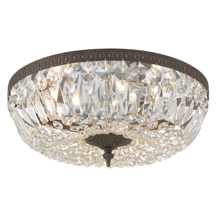 Crystorama 3 Light Spectra Crystal English Bronze Flush Mount Crystorama