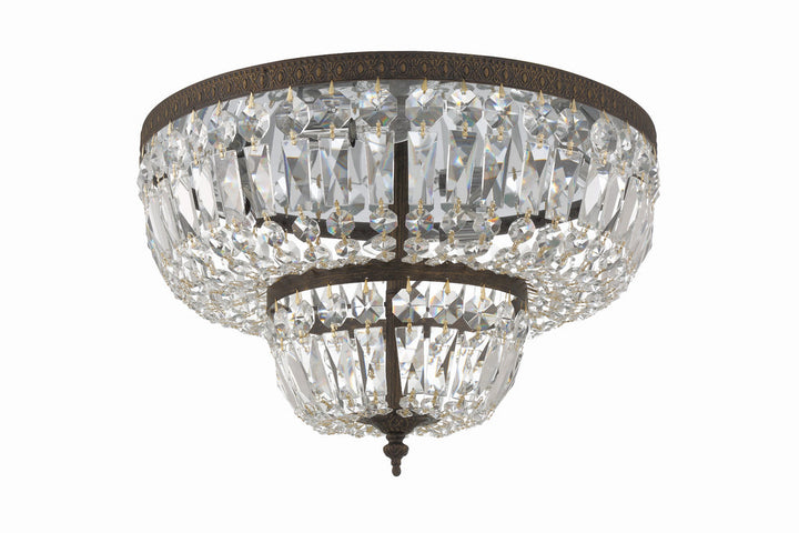 Crystorama 4 Light Spectra Crystal English Bronze Flush Mount Crystorama