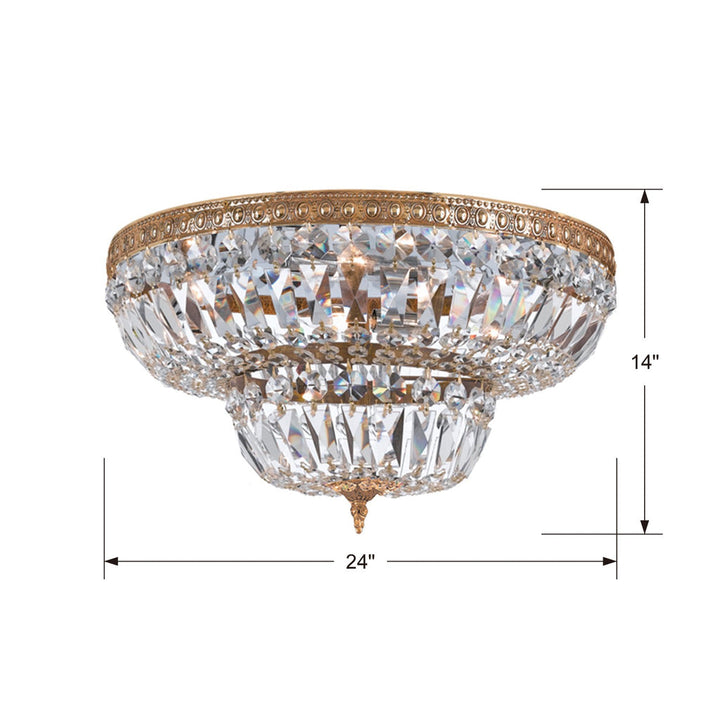 Crystorama 6 Light Spectra Crystal Olde Brass Flush Mount Crystorama