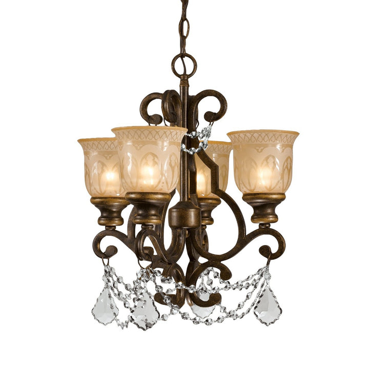 Crystorama Crystorama Norwalk 4 Light Swarovski Strass Crystal Bronze Umber Mini Chandelier