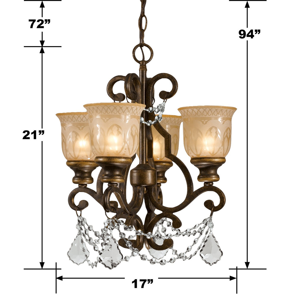Crystorama Crystorama Norwalk 4 Light Spectra Crystal Bronze Umber Mini Chandelier