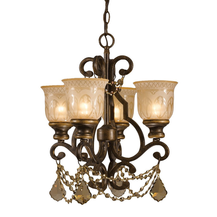 Crystorama Crystorama Norwalk 4 Light Golden Teak Swarovski Strass Crystal Bronze Umber Mini Chandelier