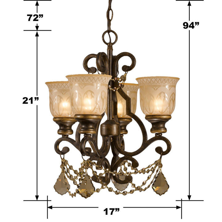 Crystorama Crystorama Norwalk 4 Light Golden Teak Swarovski Strass Crystal Bronze Umber Mini Chandelier