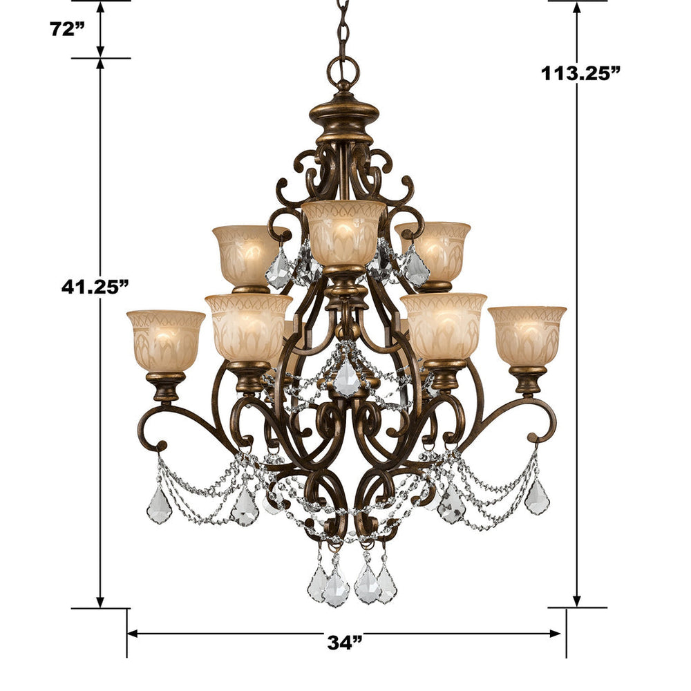 Crystorama Crystorama Norwalk 9 Light Swarovski Strass Crystal Bronze Umber Chandelier