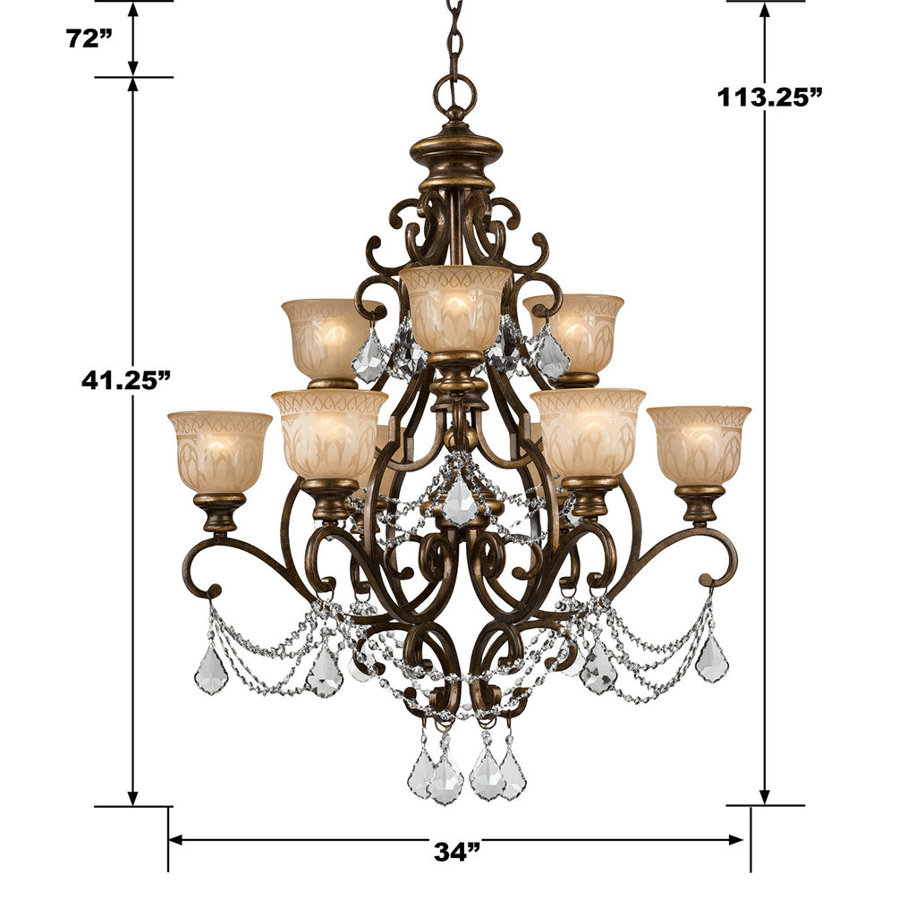 Crystorama Crystorama Norwalk 9 Light Swarovski Strass Crystal Bronze Umber Chandelier