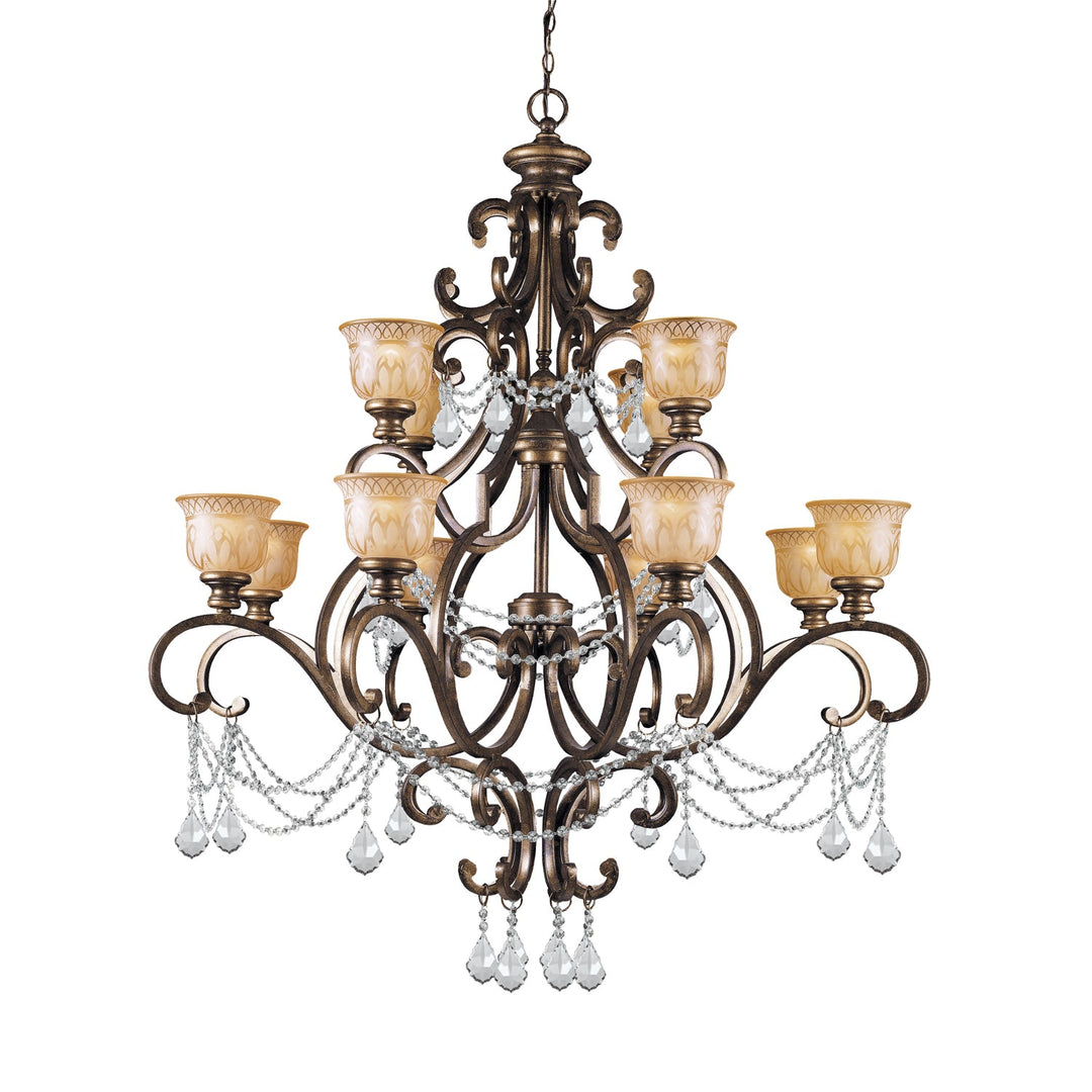 Crystorama Crystorama Norwalk 12 Light Hand Cut Crystal Bronze Umber Chandelier