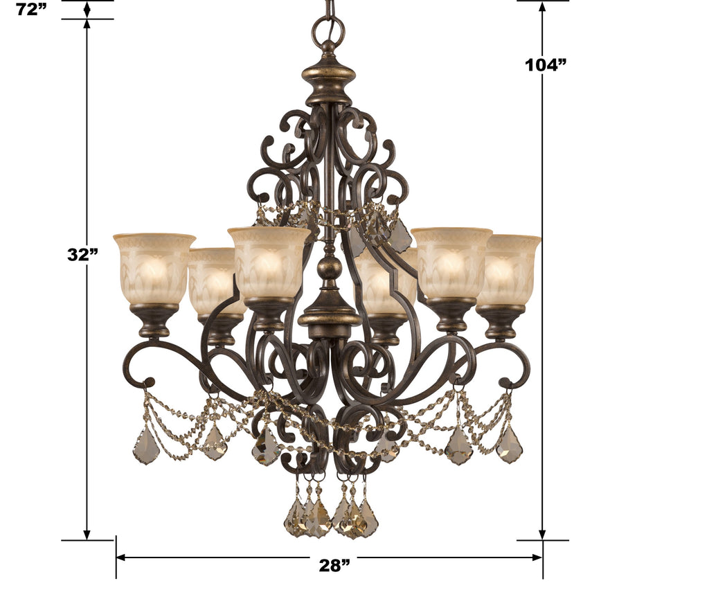 Crystorama Crystorama Norwalk 6 Light Golden Teak Hand Cut Crystal Bronze Umber Chandelier