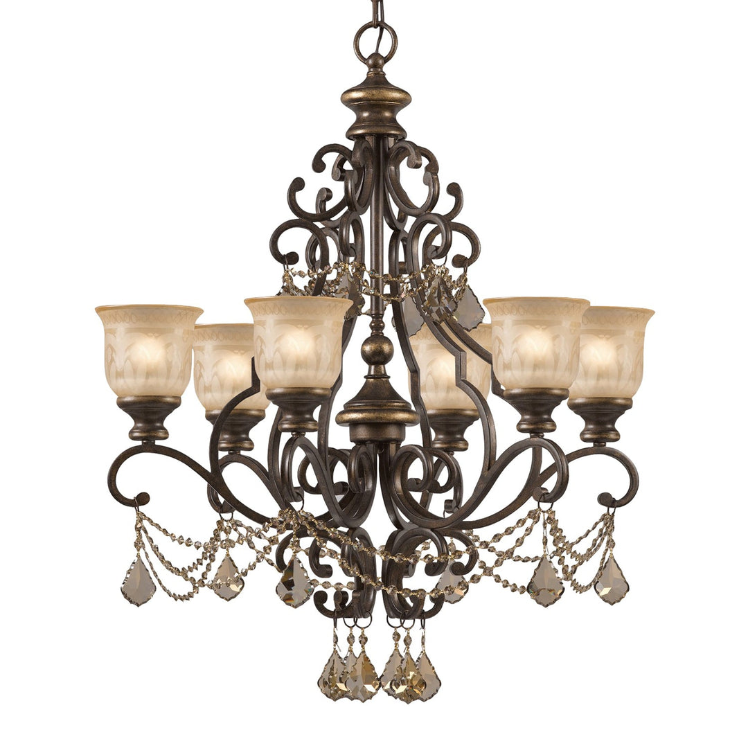 Crystorama Crystorama Norwalk 6 Light Golden Teak Swarovski Strass Crystal Bronze Umber Chandelier