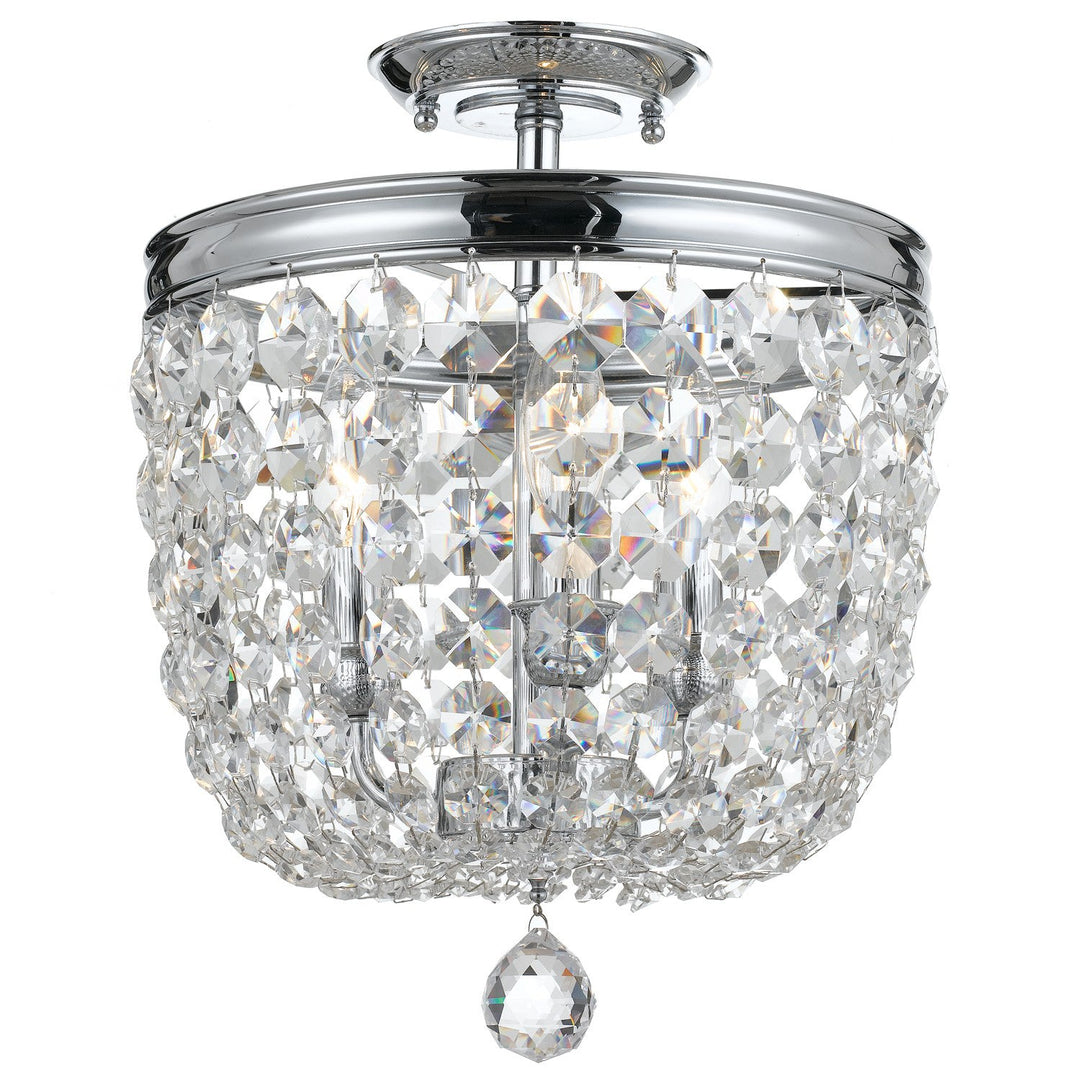 Archer 3 Light Spectra Crystal Polished Chrome Semi Flush Mount Crystorama