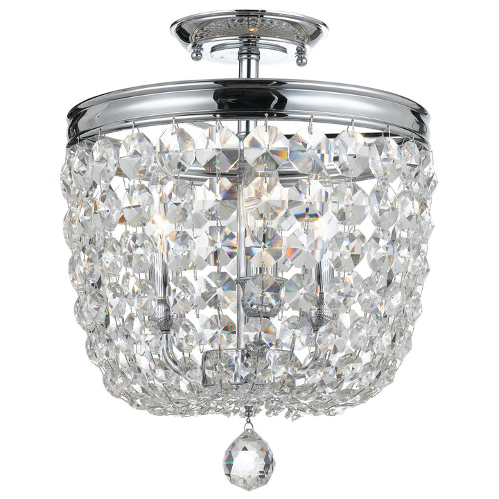 Archer 3 Light Spectra Crystal Polished Chrome Semi Flush Mount Crystorama