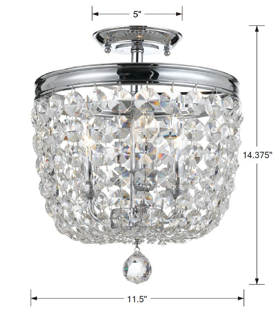 Archer 3 Light Spectra Crystal Polished Chrome Semi Flush Mount Crystorama