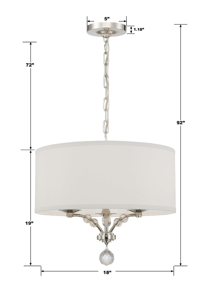 Crystorama Crystorama Mirage 3 Light Polished Nickel Chandelier