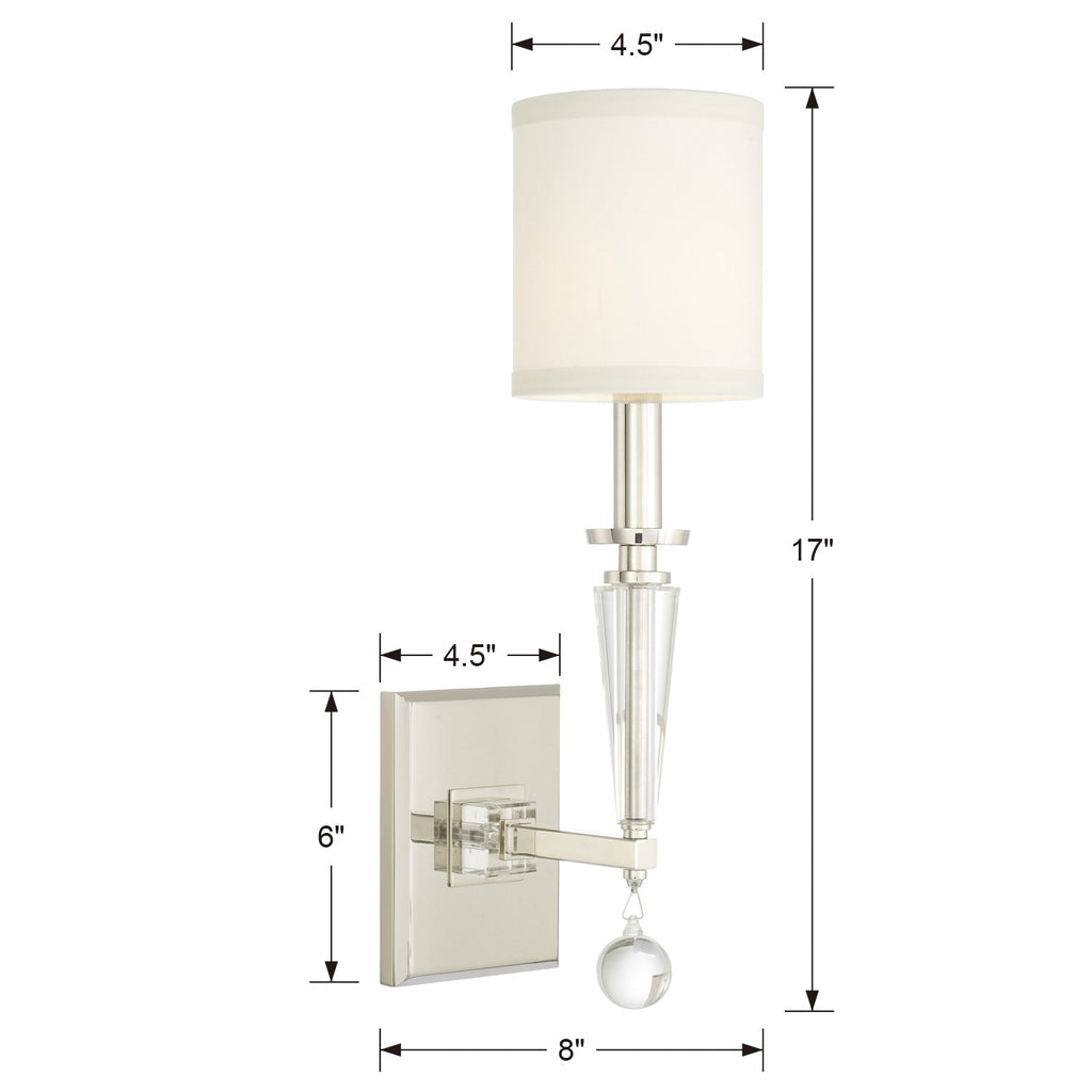 Crystorama Crystorama Paxton 1 Light Polished Nickel Sconce