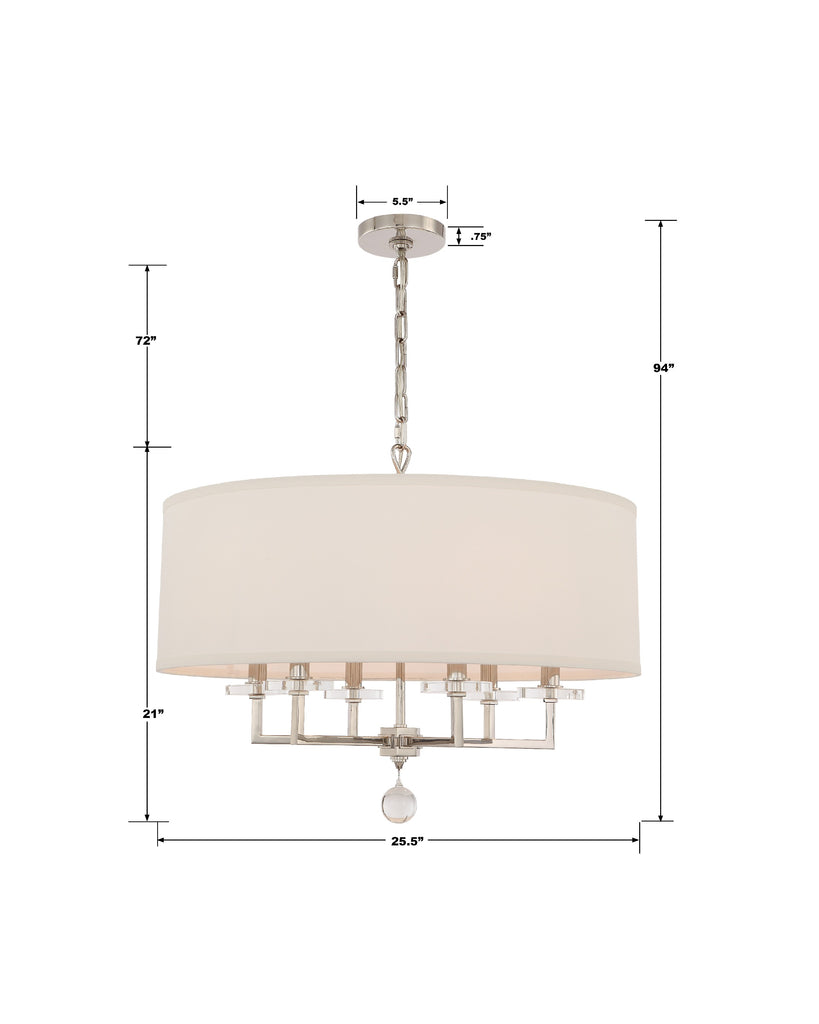 Crystorama Crystorama Paxton 6 Light Polished Nickel Chandelier