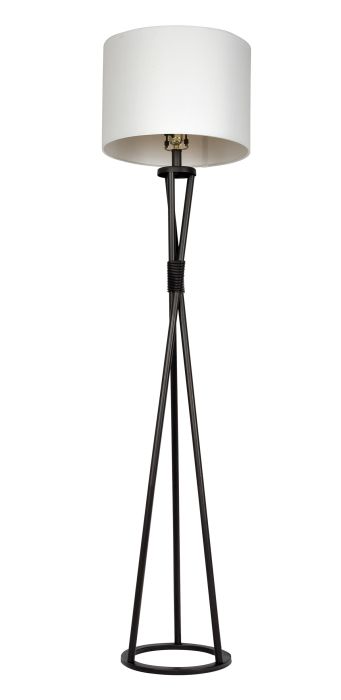##Antique Hardware## 1 Light Metal Base Floor Lamp in Flat Black
