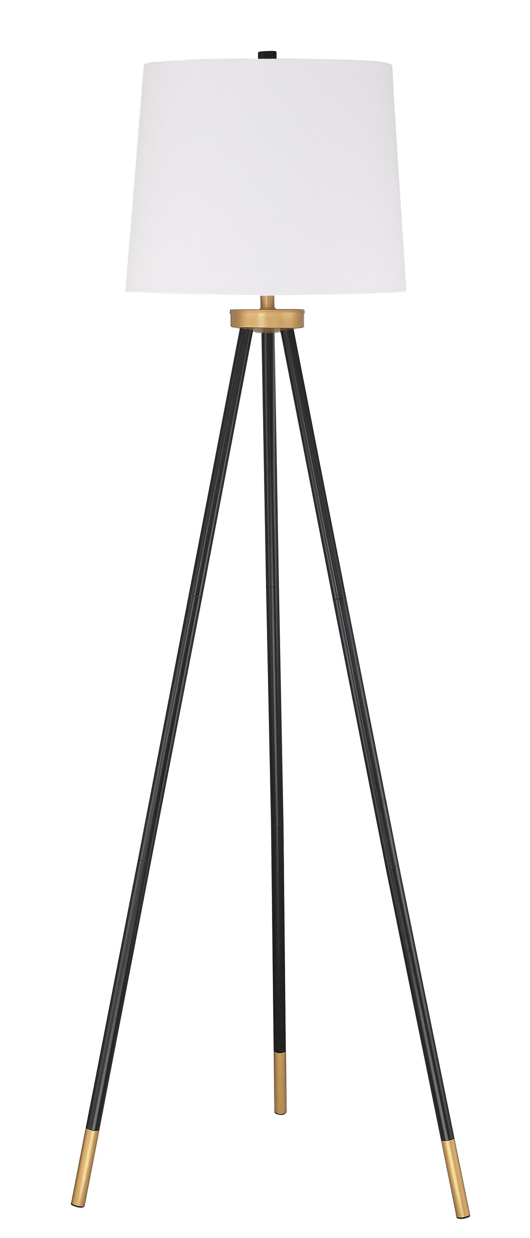 ##Antique Hardware## 1 Light Metal Tri-Pod Base Floor Lamp in Painted Black/Gold