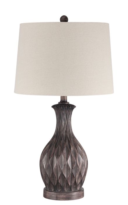 ##Antique Hardware## 1 Light Resin Base Table Lamp in Carved Painted Brown