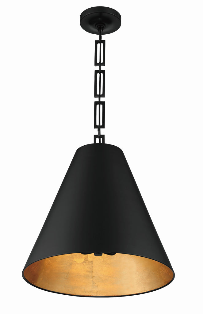 Crystorama Crystorama Brian Patrick Flynn Alston 3 Light Matte Black + Antique Gold Chandelier