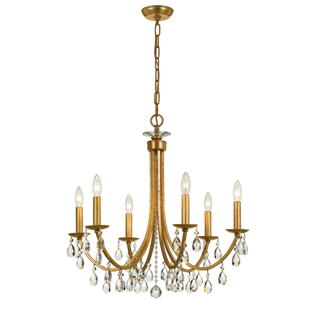 Crystorama Crystorama Bridgehampton 6 Light Hand Cut Crystal Antique Gold Chandelier