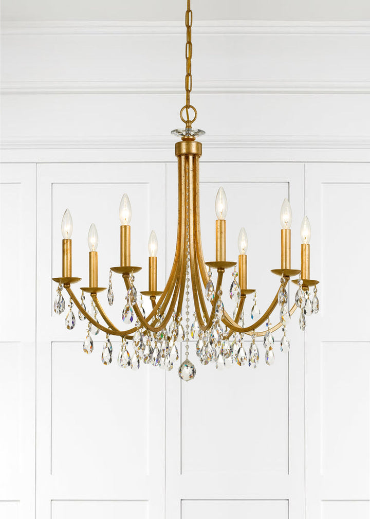 Crystorama Crystorama Bridgehampton 8 Light Hand Cut Crystal Antique Gold Chandelier