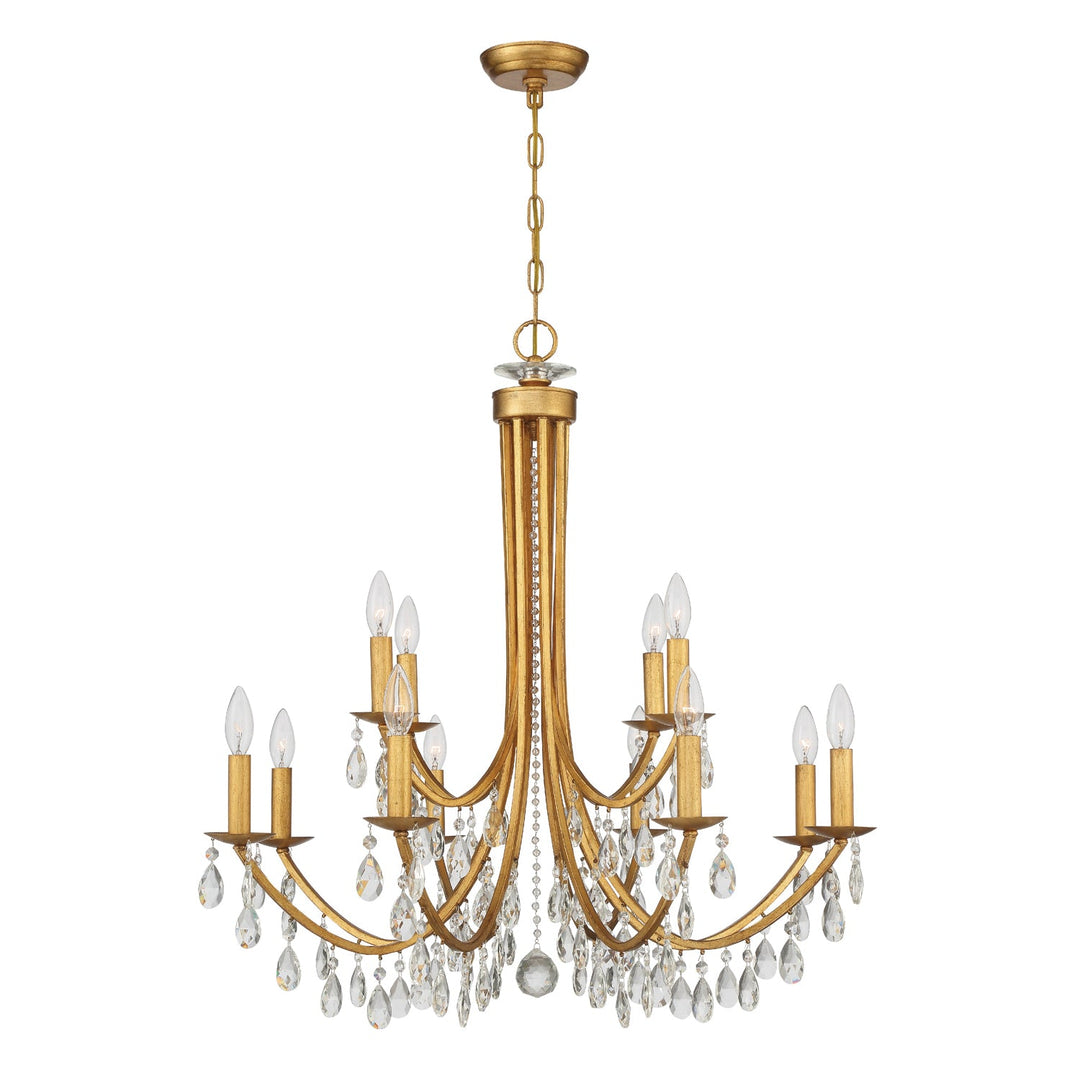 Crystorama Crystorama Bridgehampton 12 Light Hand Cut Crystal Antique Gold Chandelier